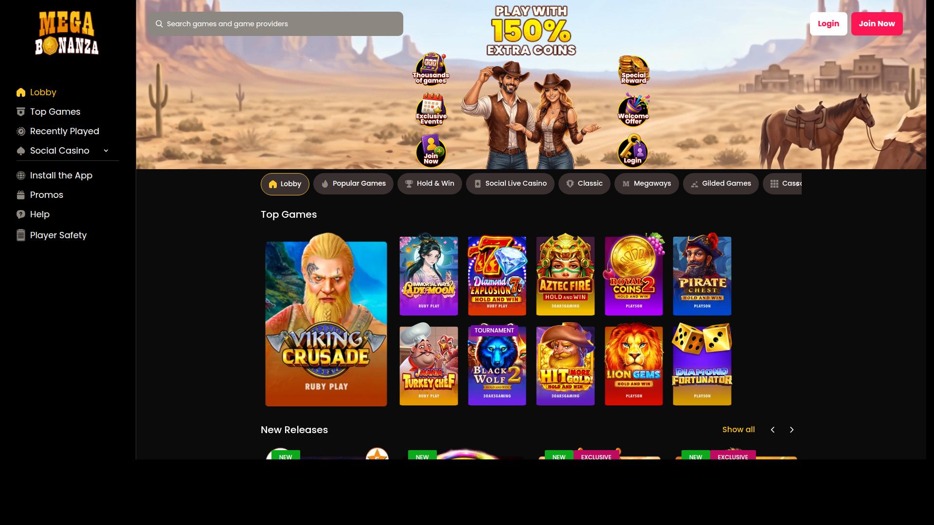 Mega Bonanza website